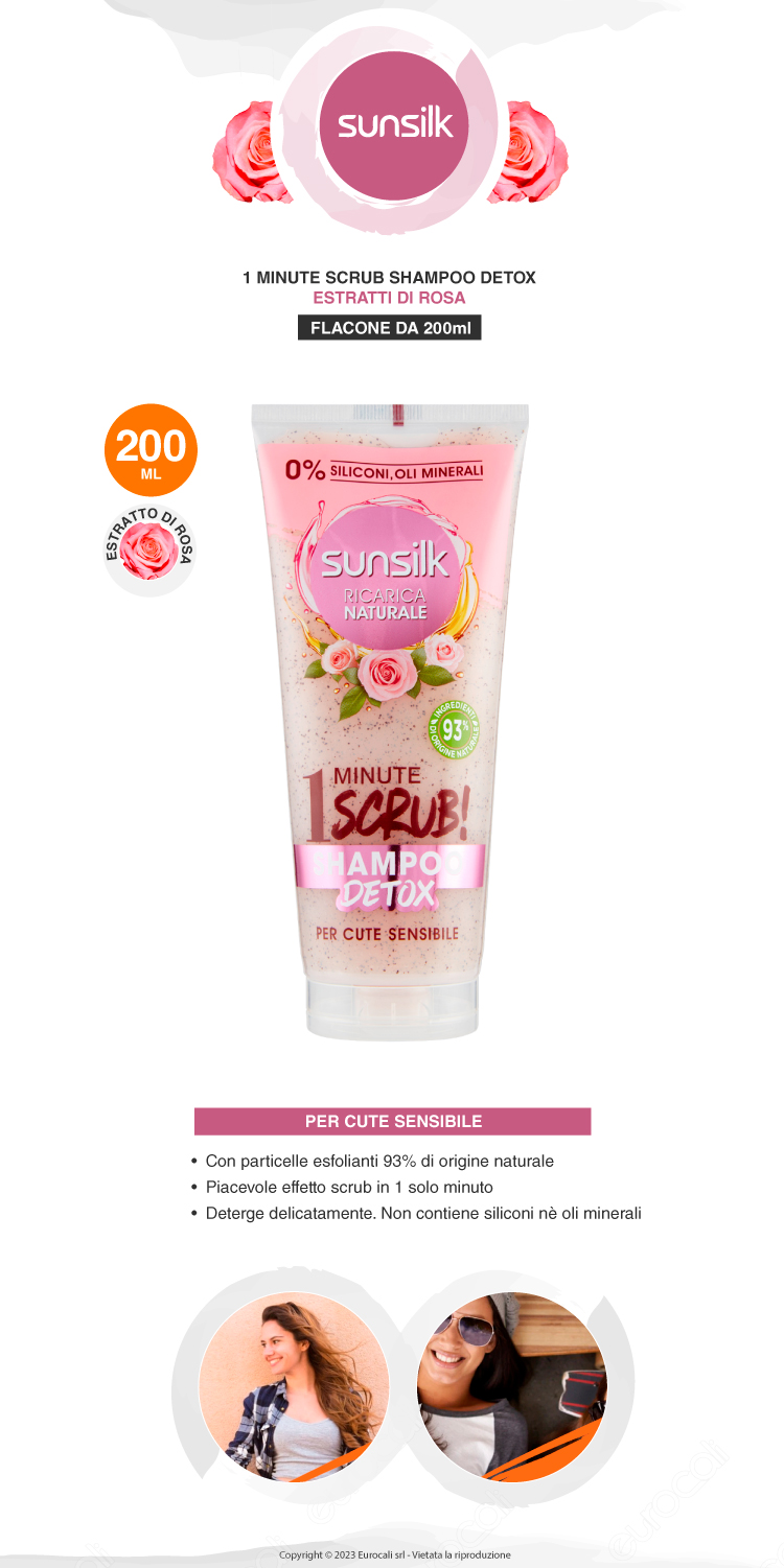 Sunsilk shampoo 1 minute scrub detox estratti di rosa
