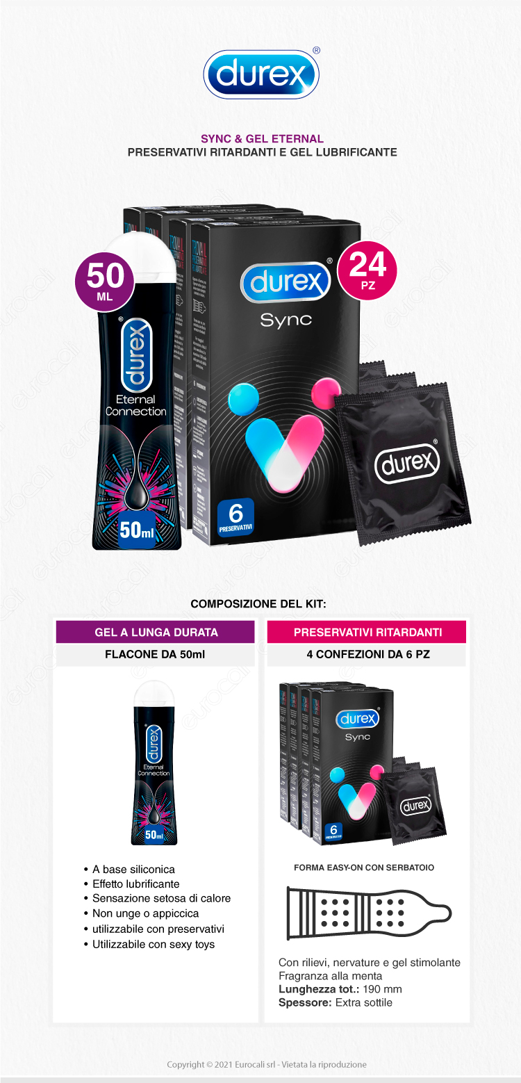 kit durex 1 eternal gel + 4 sync condom