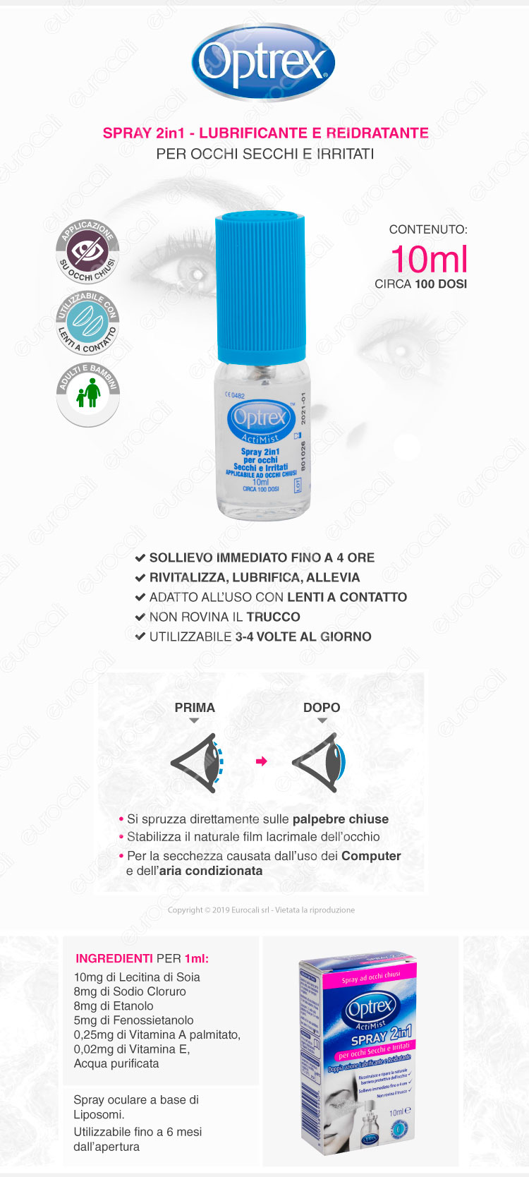 Spray 2in1 Per Occhi Secchi e Irritati Optrex ActiMist - Flacone da 10ml
