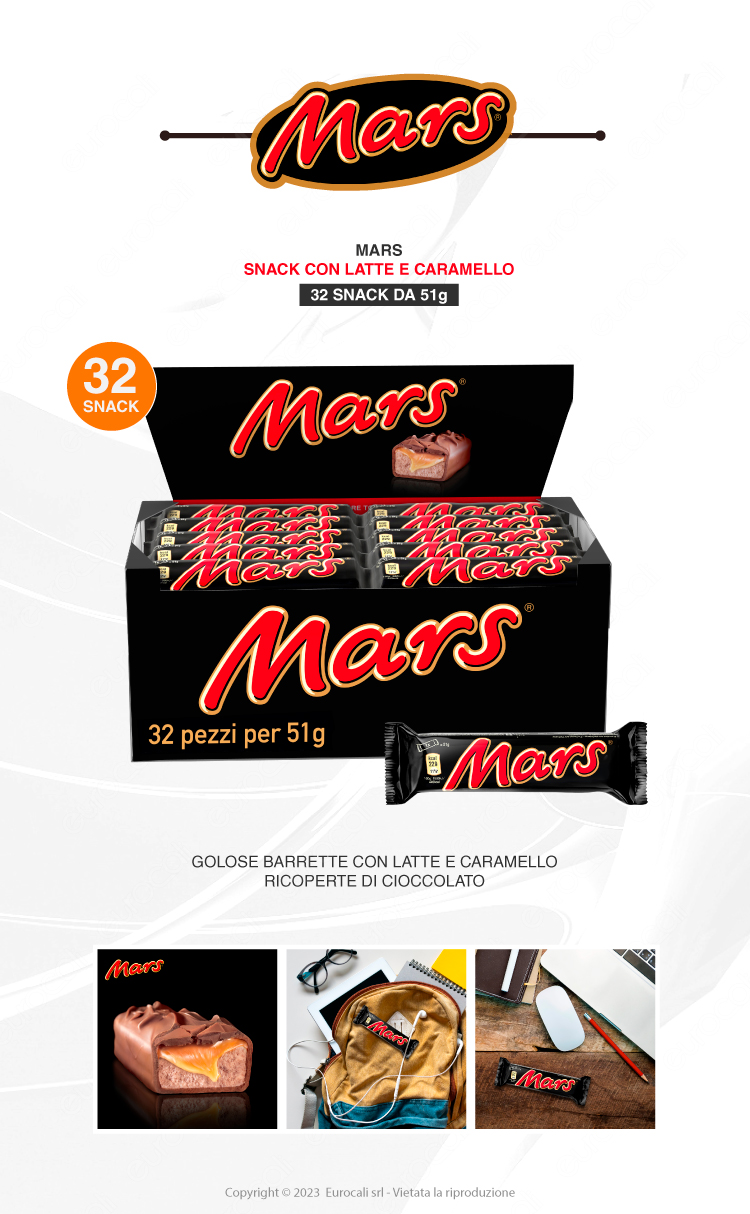 Mars snack al cioccolato al latte ripieni di caramella mou e malto 32x 51g
