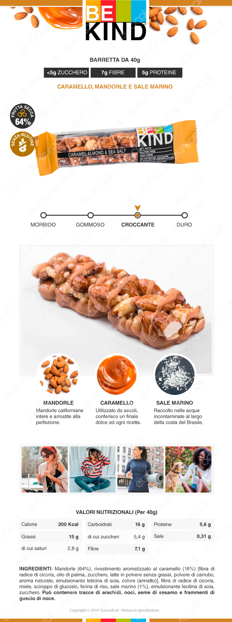 be kind barretta snack caramello mandorle e sale marino