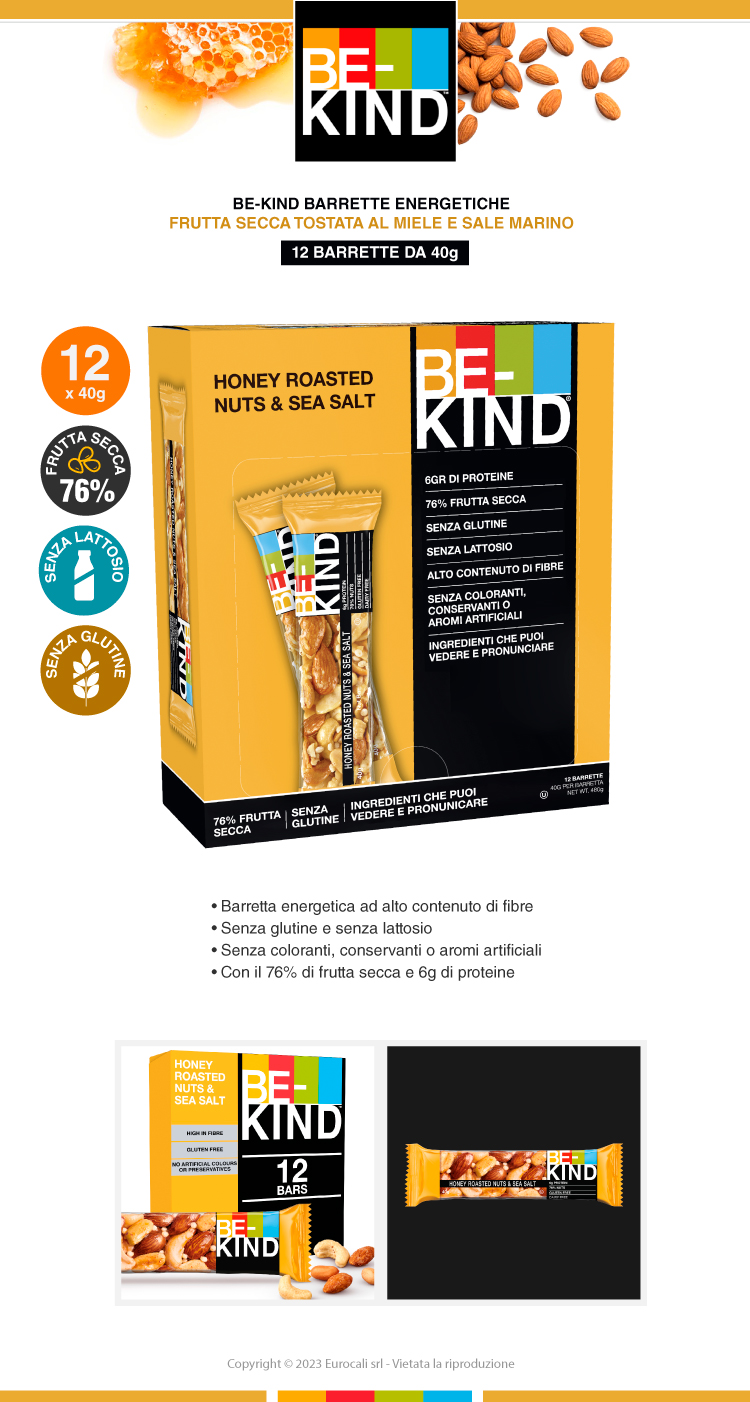 Be-Kind Honey Roasted Nuts & Sea Salt 12 barrette energetiche 40g