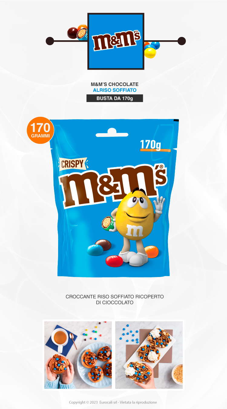 M&M's Crispy confetti ripieni di riso soffiato e ricoperti di cioccolato al latte 170g