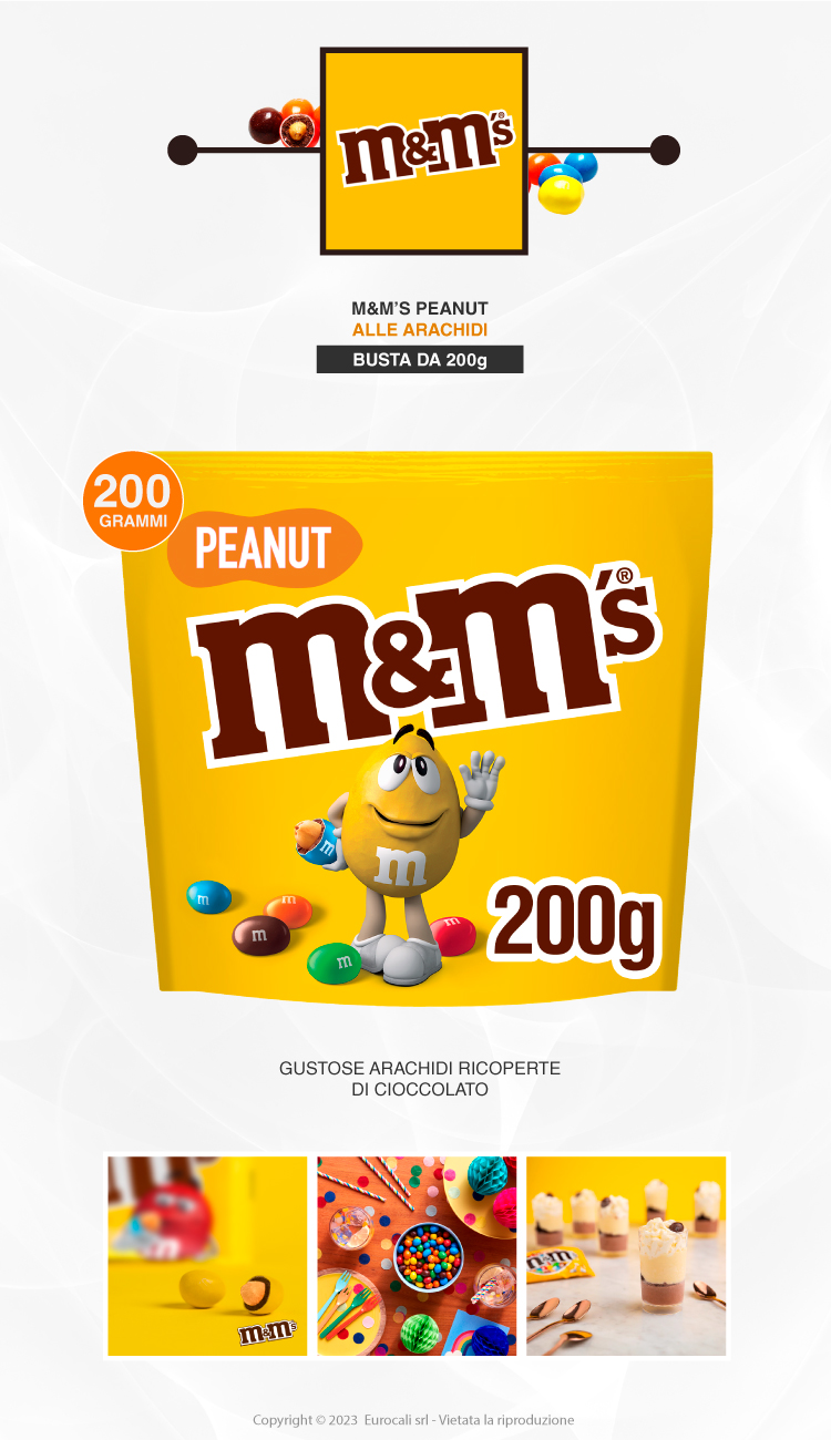 M&M's Peanut confetti ripieni di arachidi e ricoperti di cioccolato al latte 200g