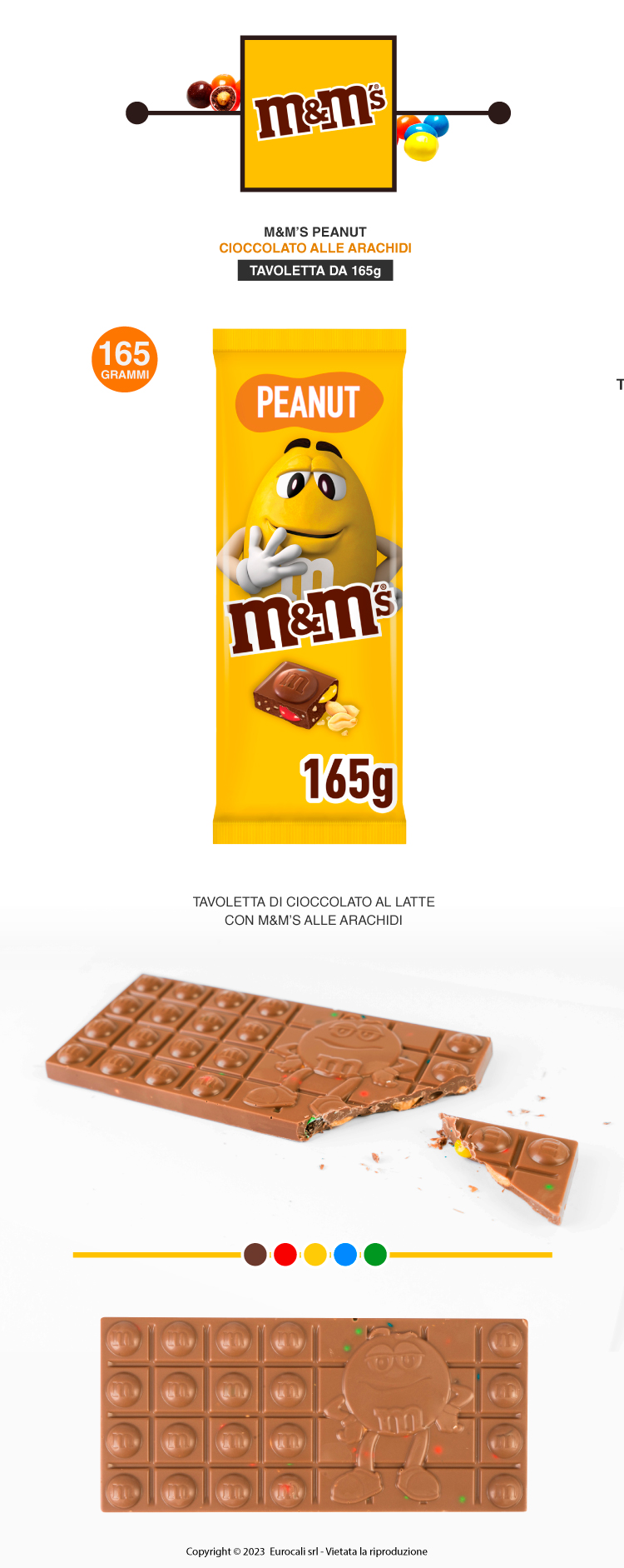 M&M's Peanut barretta ripiena di arachidi e ricoperti di cioccolato al latte 165g