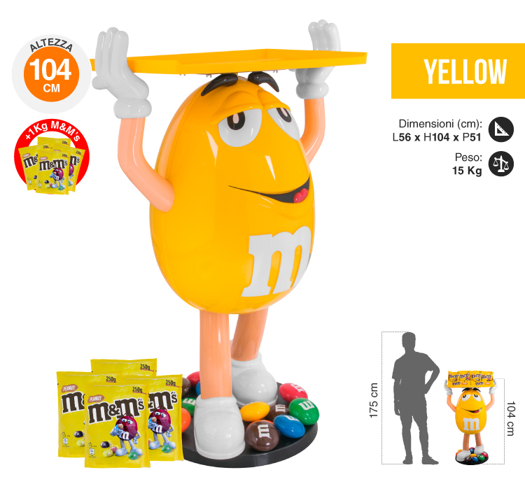 M&M's character yellow espositore da 104 con M&M's da 1 kg di arachidi
