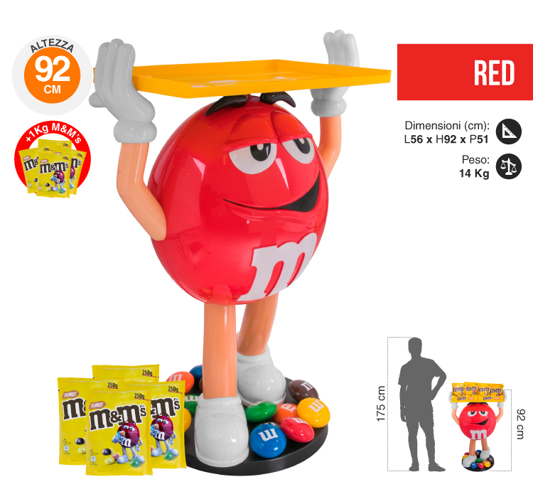 M&M's character Red  espositore da 92 con M&M's da 1 kg di arachidi