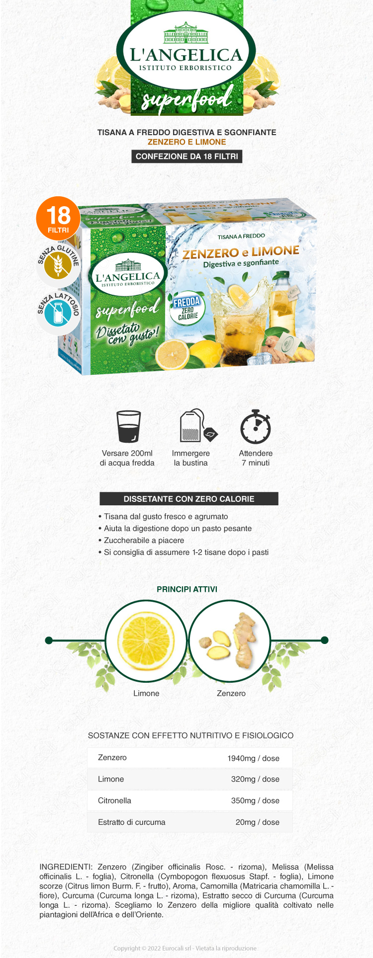 l'angelica superfood tisana fredda zenzero e limone 18 filtri
