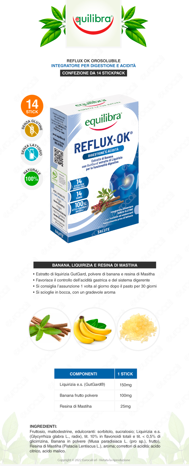 equilibra reflux ok integratore digestione e acidità 14 stick orosolubili gluten free senza lattosio