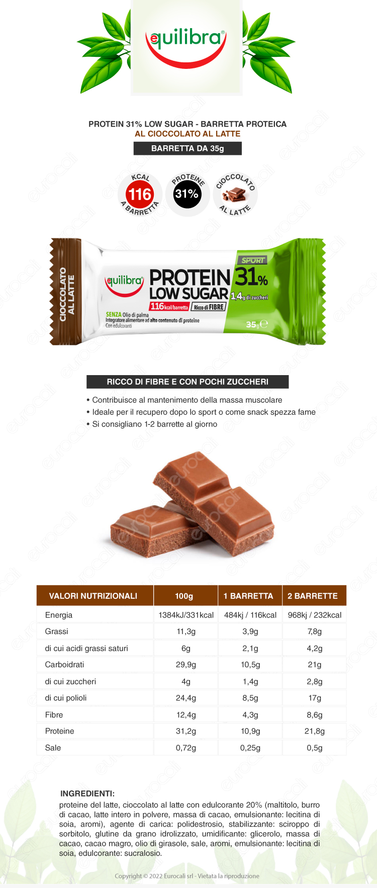 Protein 31% Low Sugar (35g) di Equilibra 