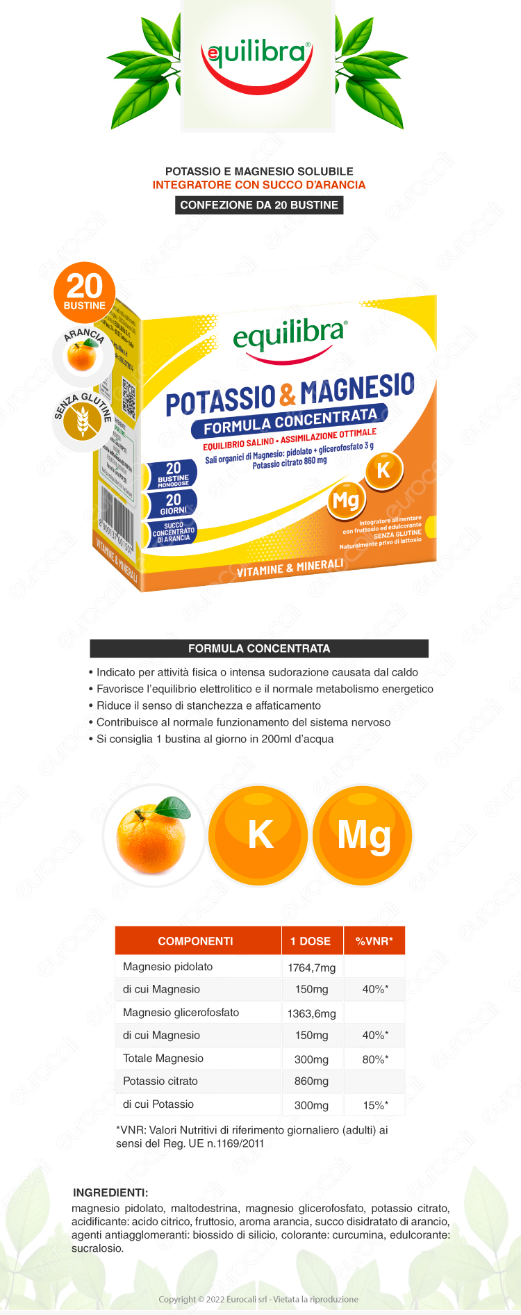 equilibra integratore potassio magnesio formula concentrata vitamine minerali