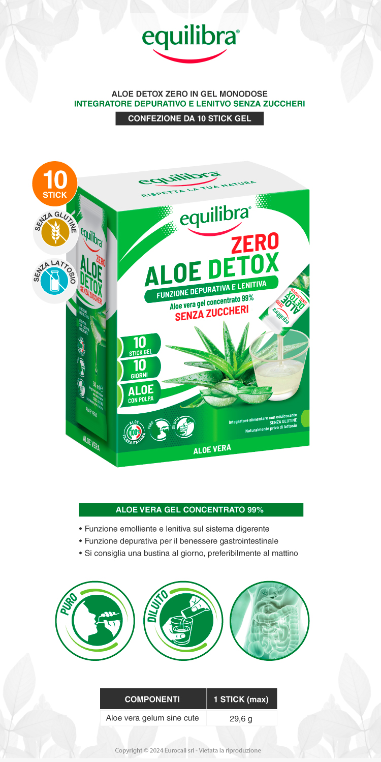 equilibra aloe detox zero zuccheri integratore depurativo