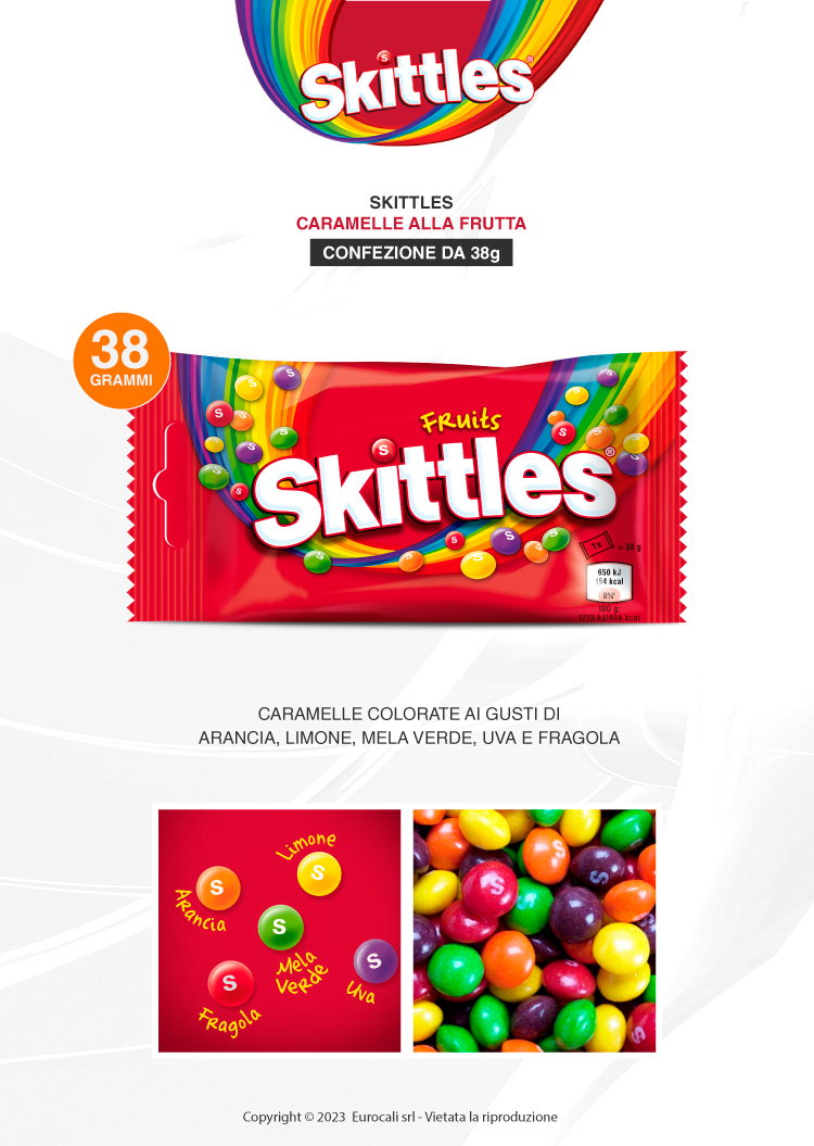 Skittles Fruits caramelle colorate alla frutta dal gusto dolce 38g