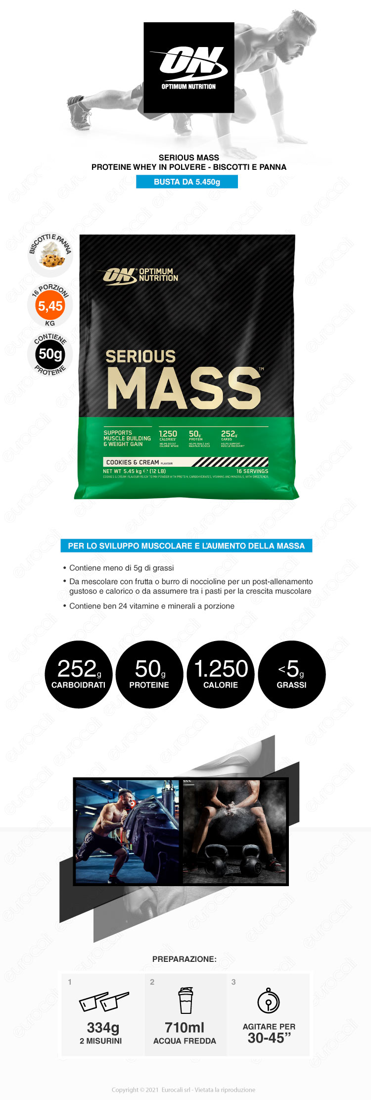 Optimum Nutrition ON Serious Mass Biscotti e Panna 5,45Kg