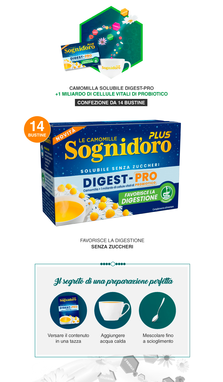 Camomilla Solubile 14 Bustine Digest-Pro Sognid'oro