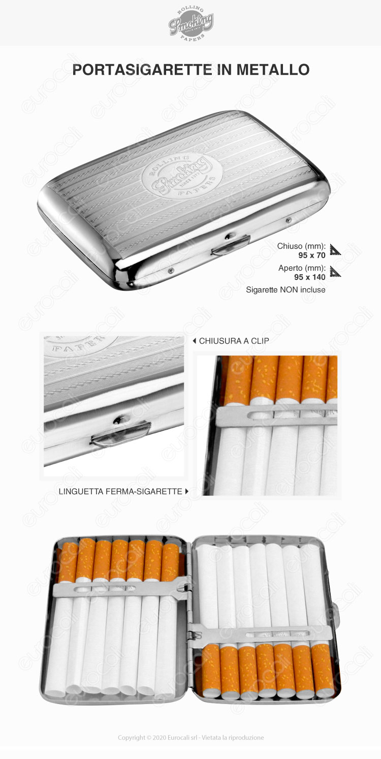 Pacco Tracciabile Portasigarette metallo Smoking 14 sigarette. 