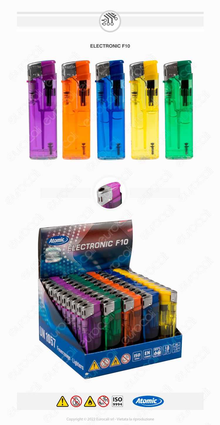 atomic elettronici f10 colorati trasparenti accendini ricaricabili