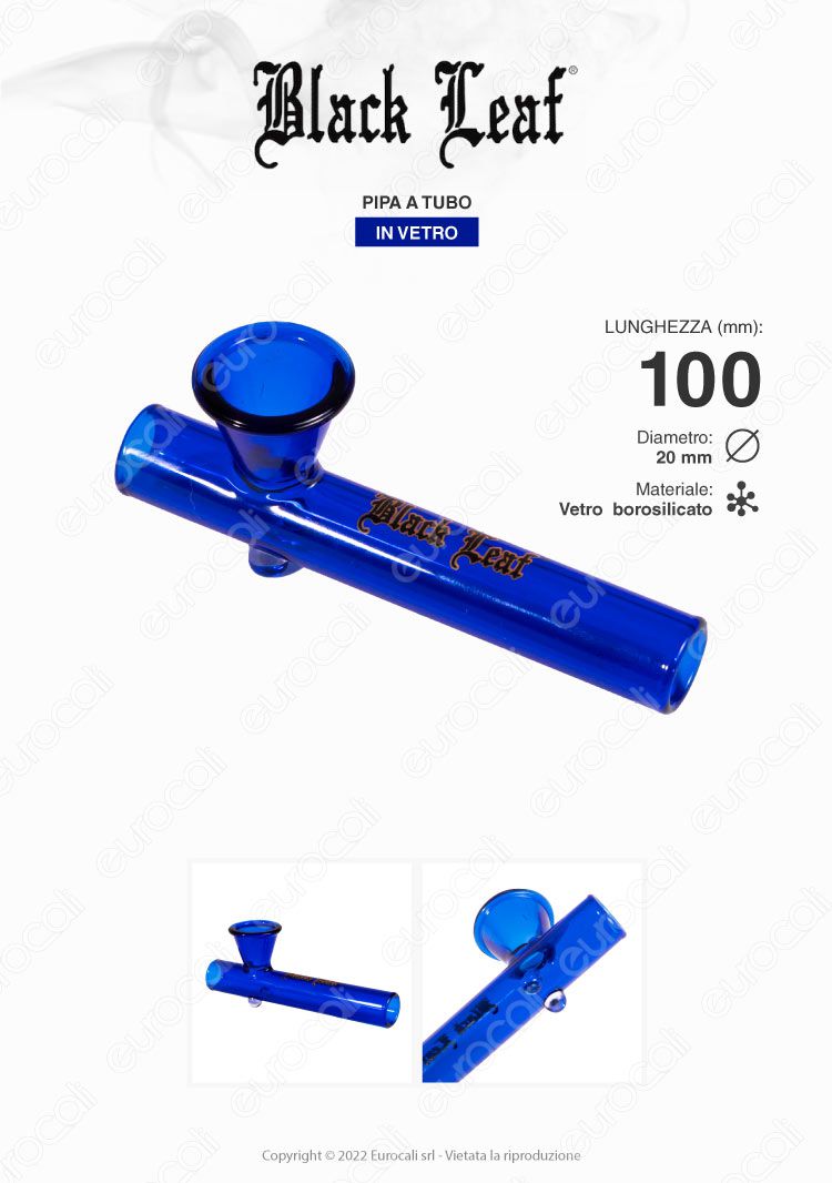 black leaf shotgun pipe vetro borosilicato blu logo 10cm