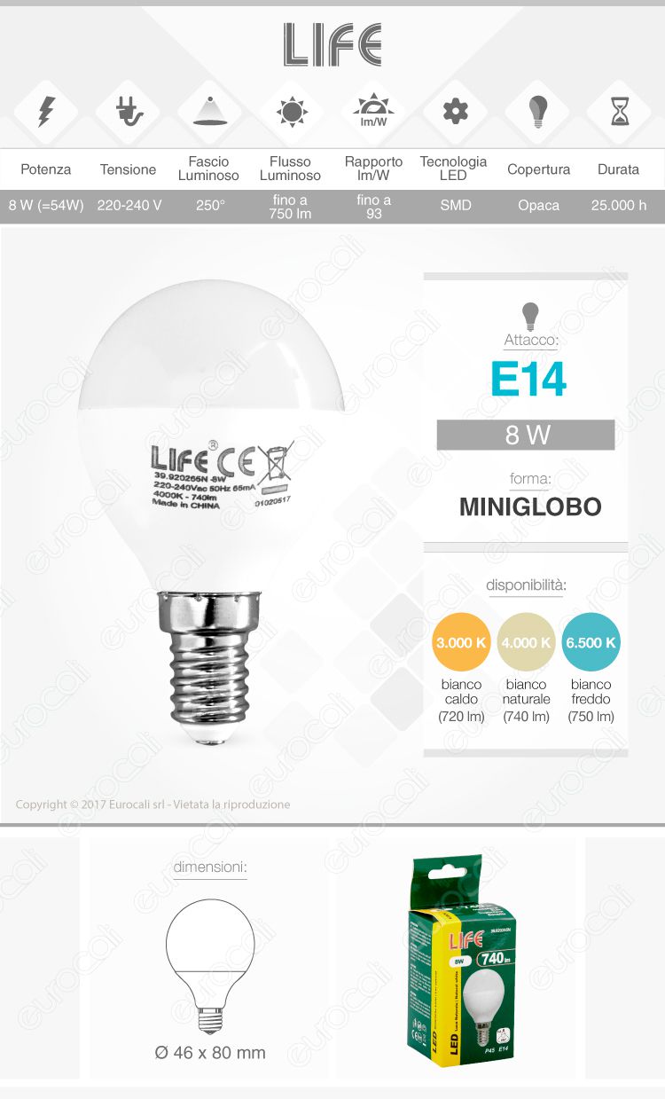 Lampadina LED  Life E14