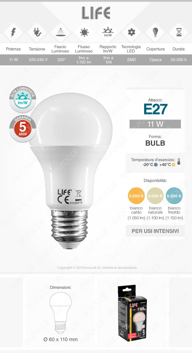 Lampadina LED Bulb Life E27