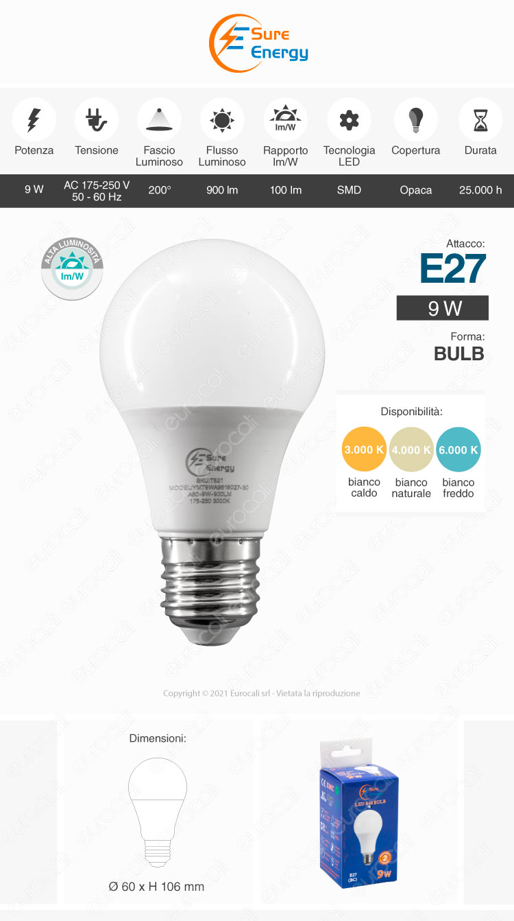 lampadina sure energy led bulb 9W