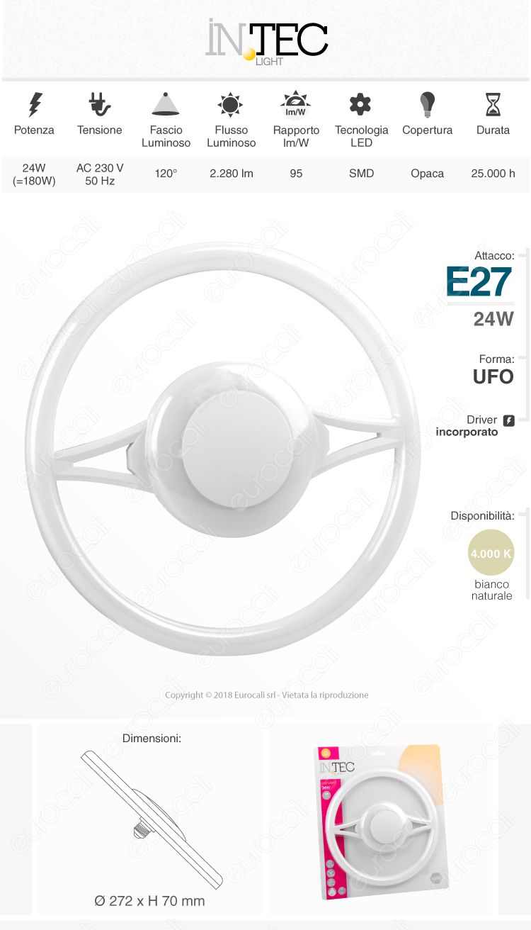 Fan Europe Intec Light Lampadina LED E27 24W Ufo - mod. LED-LIGHT-E27-24