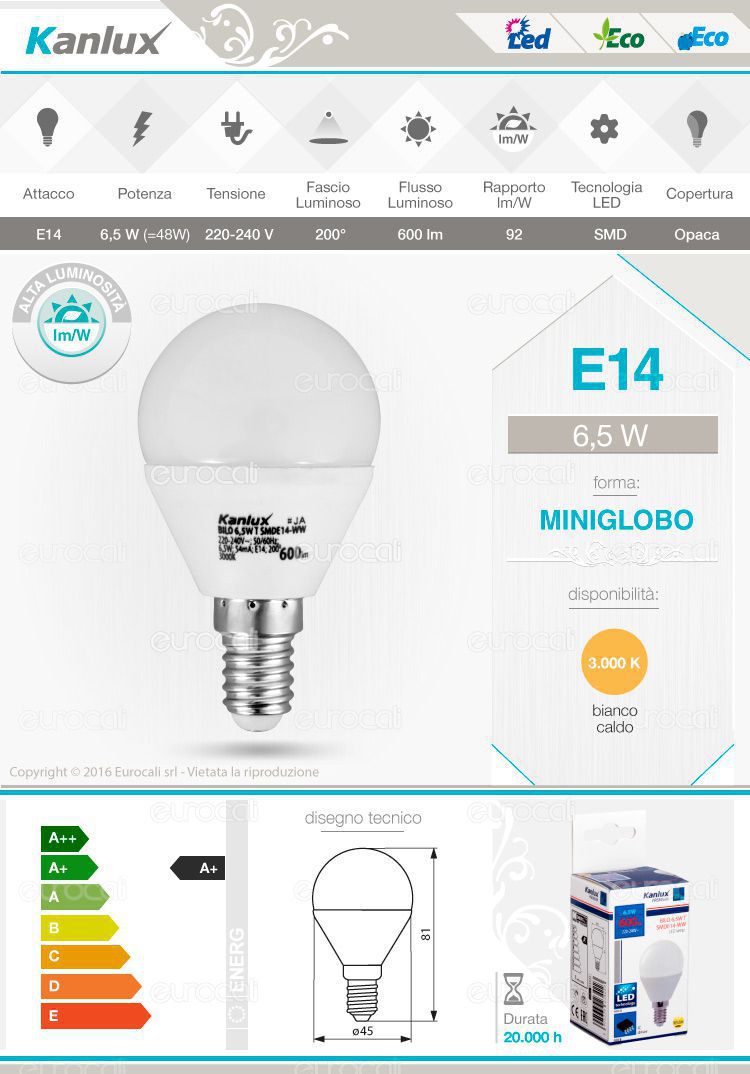 Kanlux Lampadina LED E14