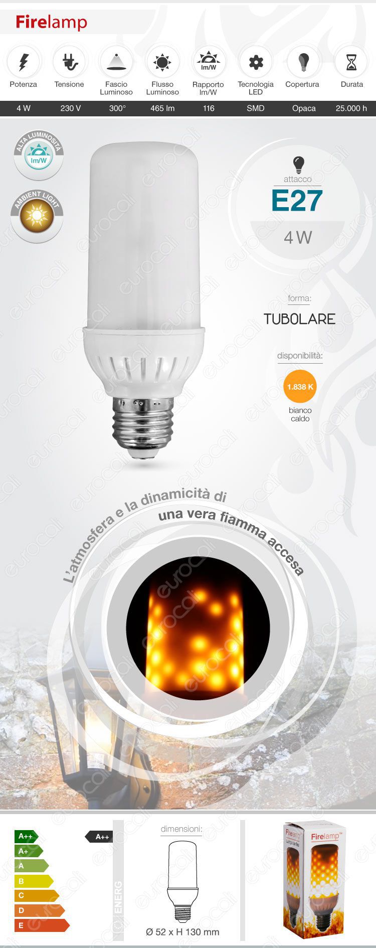 Lampadina LED Bulb Firelamp E27