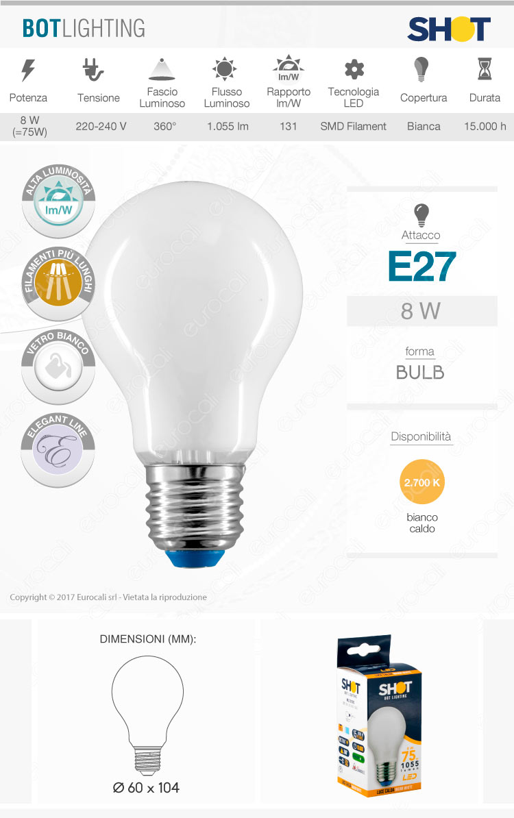 Lampadina LED filamento Bot Lighting E27