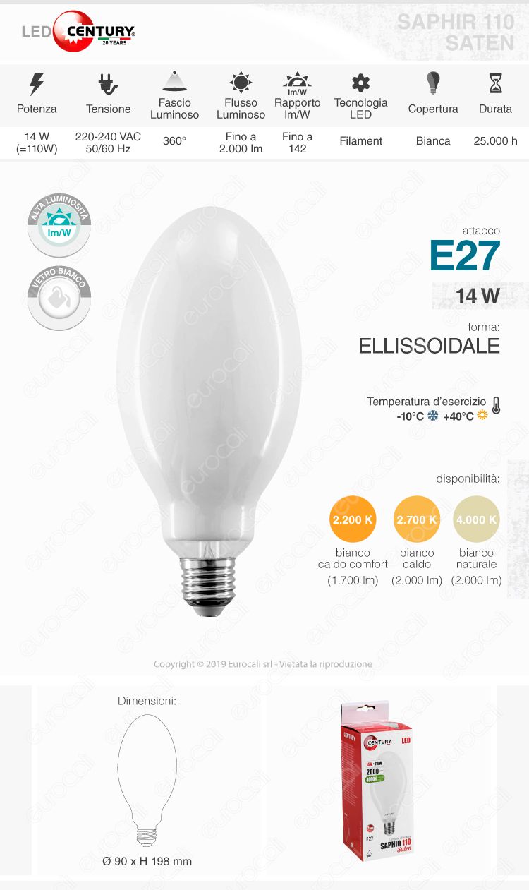Century lampadina LED E27
