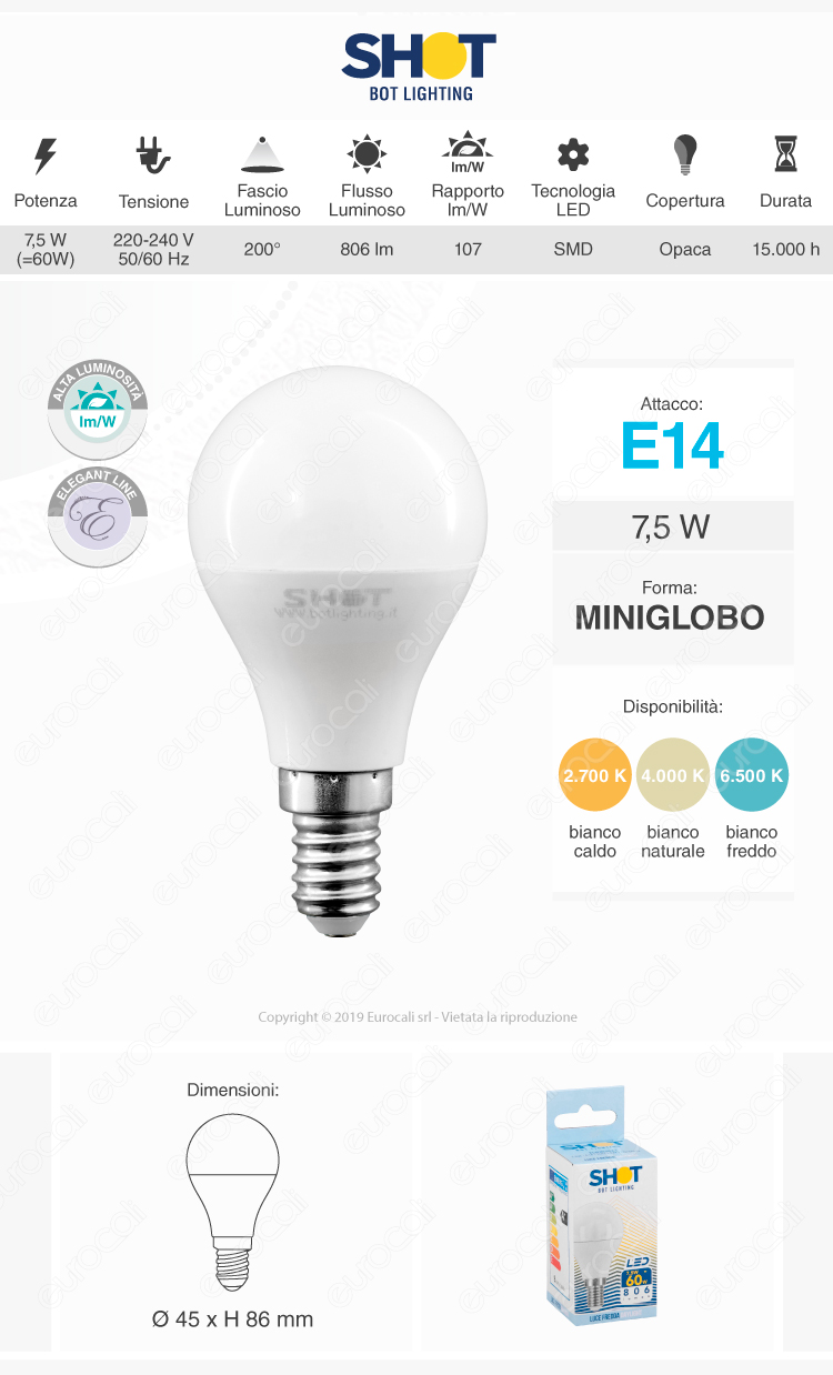 Bot Lighting lampadina LED E14