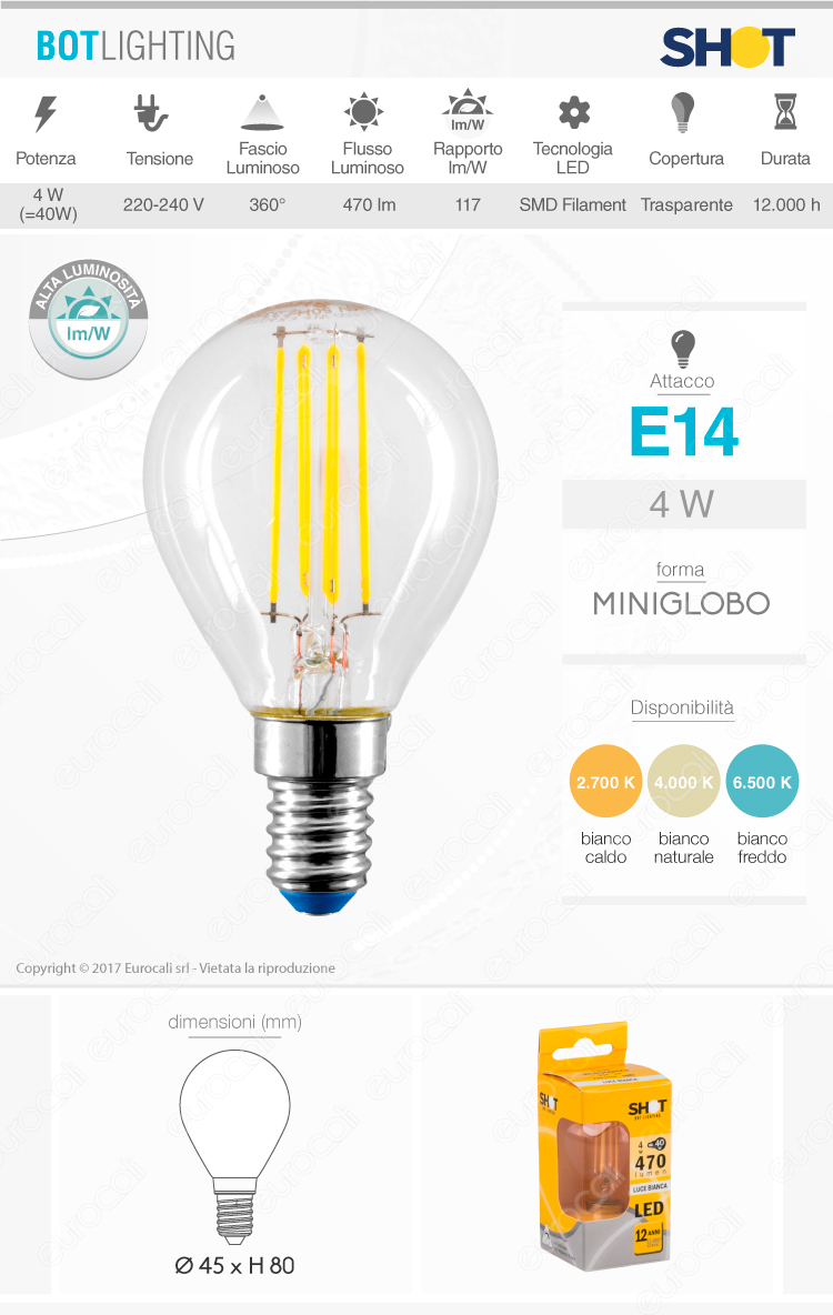 Lampadina LED filamento Bot Lighting E14