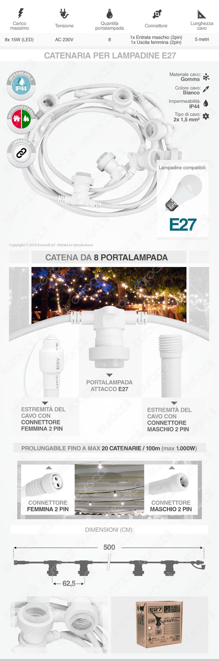 Catenaria Lampadina LED E27