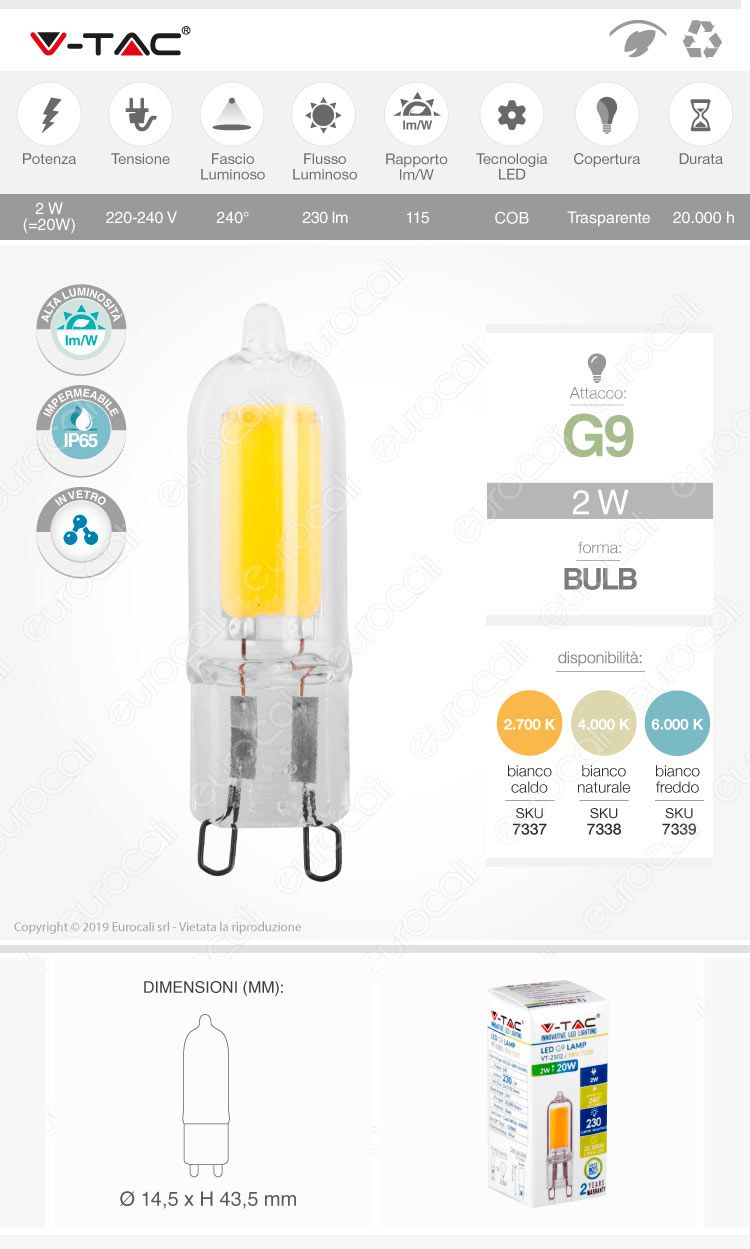 lampada led g9 v-tac