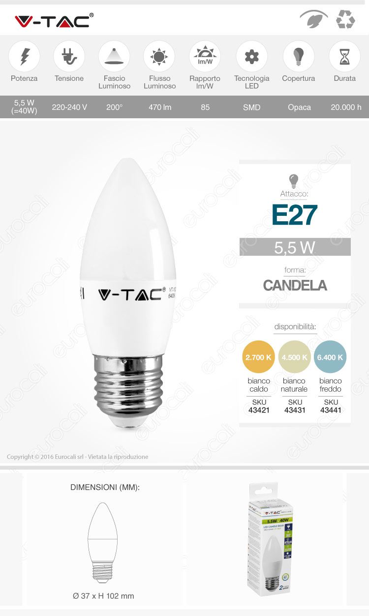 Lampadina LED V-Tac e27