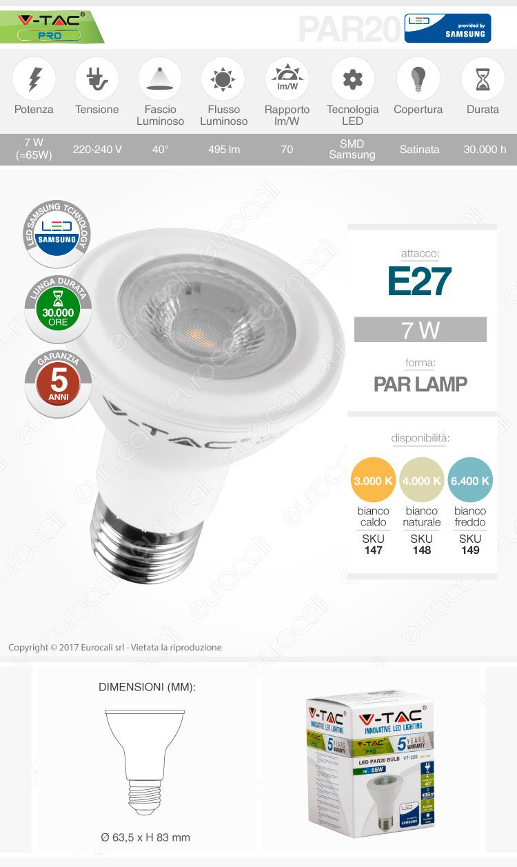 v-tac Lampadina LED E27