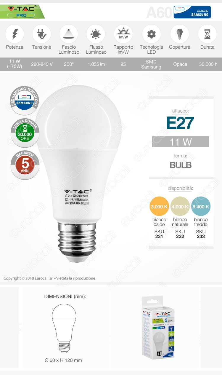 v-tac Lampadina LED E27