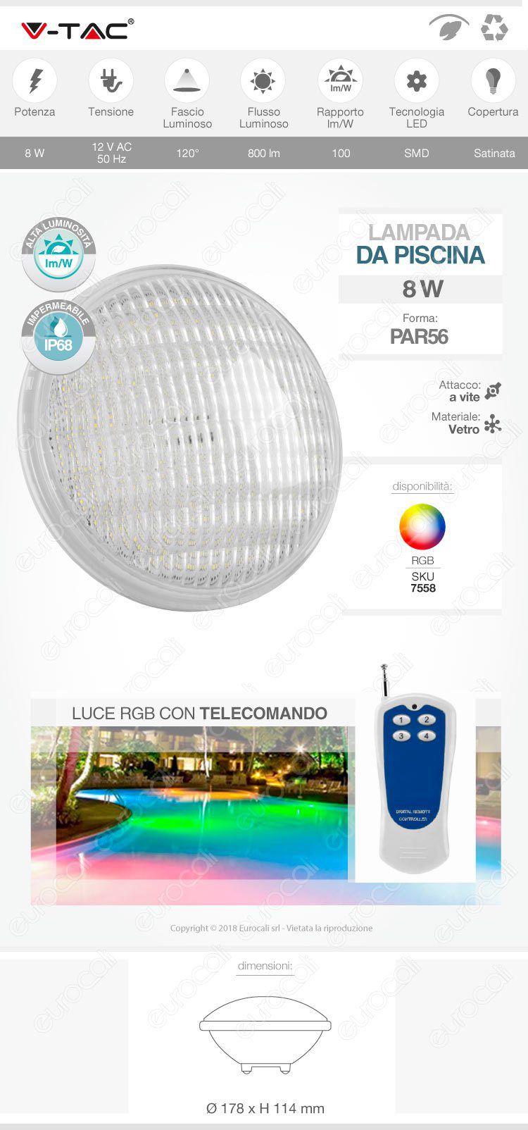 V-Tac Lampadina LED piscina