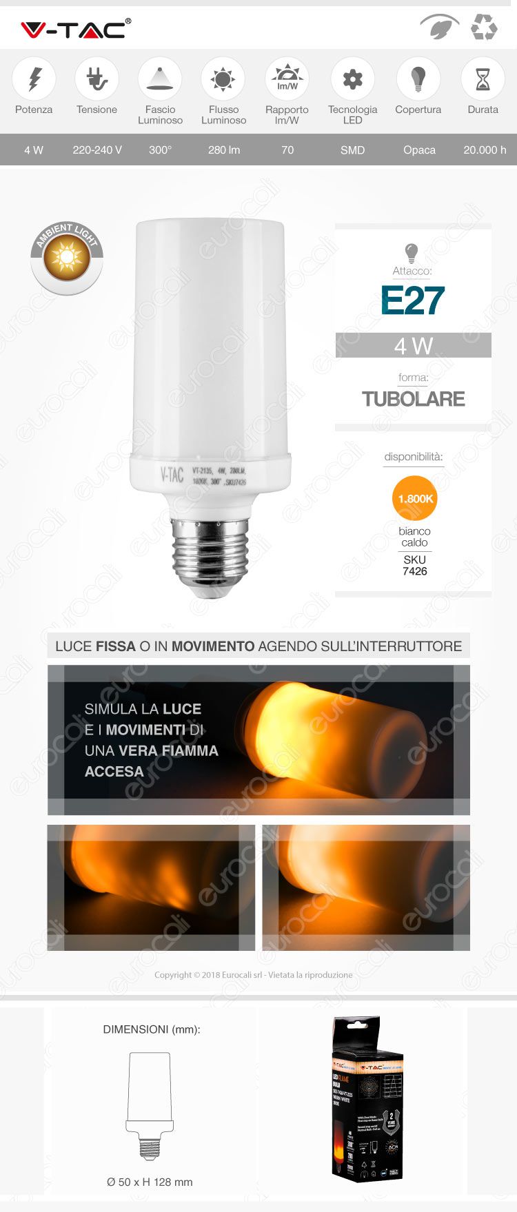 Lampadina LED Bulb Firelamp E27