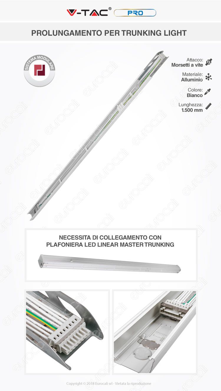 V-Tac PRO VT-7-42LN Coppia di Lampade LED Raccordo a Incasso Linear Light 10W Chip Samsung White Body