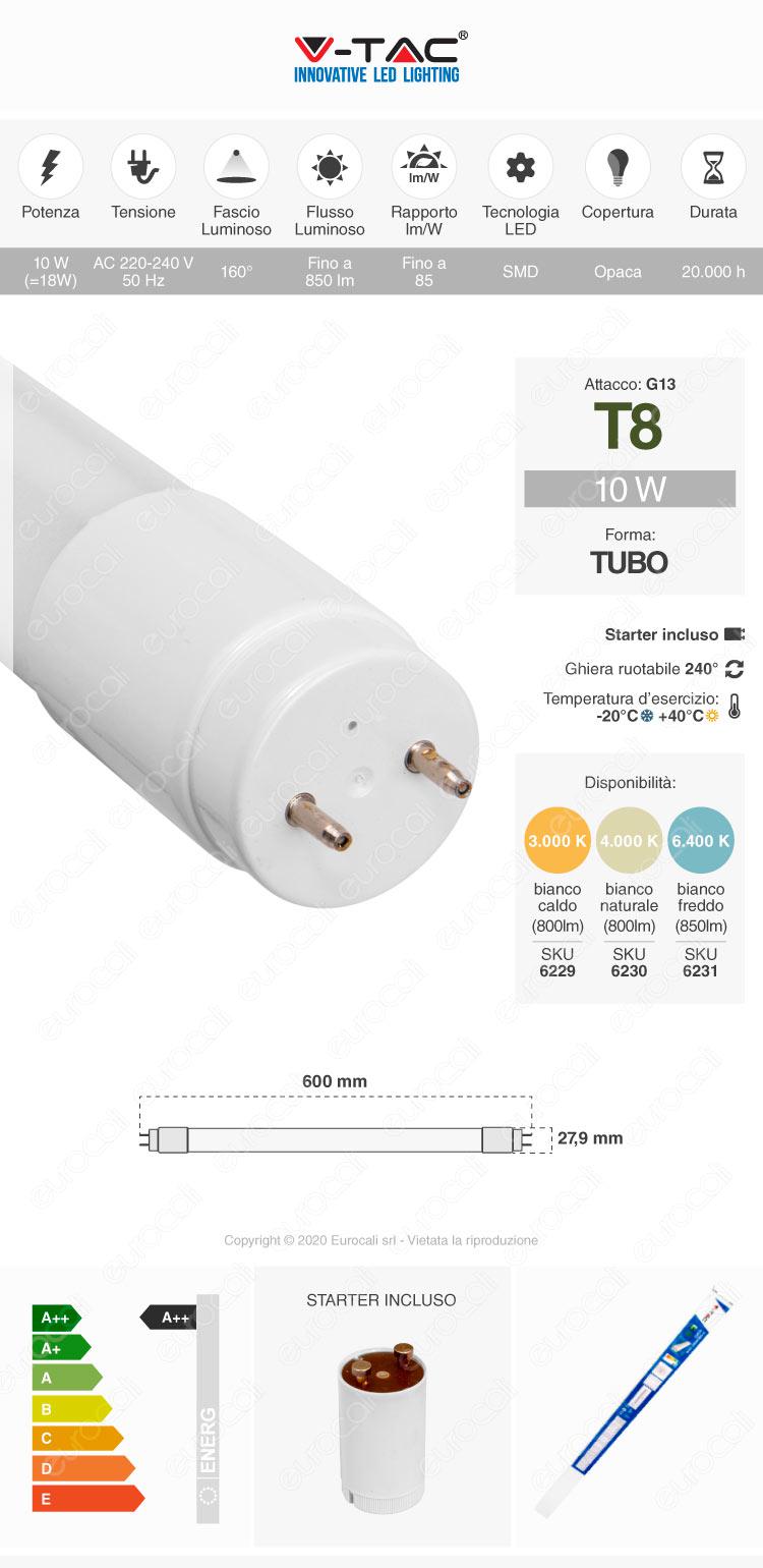 tubo led v-tac t8 g13 lampadina