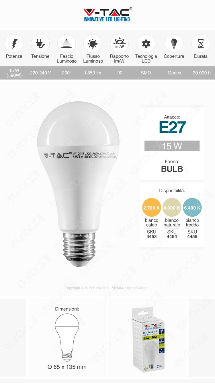 Lampadina LED V-Tac Bulb A65