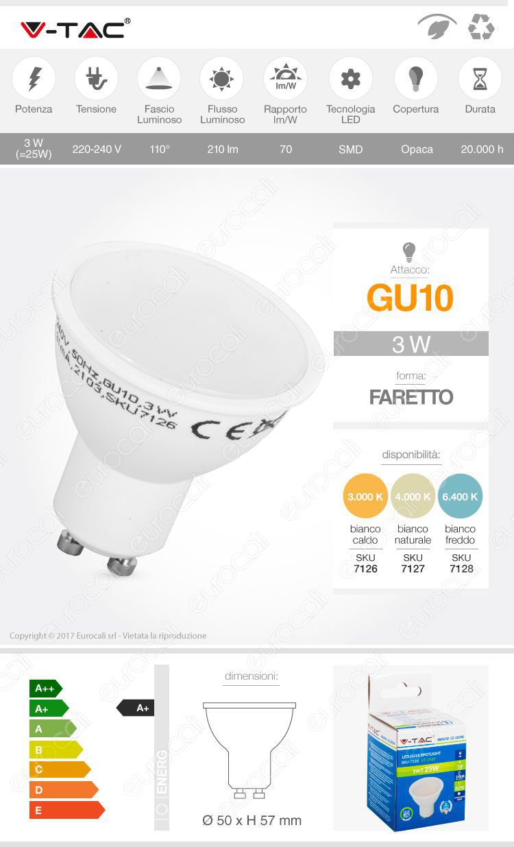 Lampadina Gu10 Faretto spotlight led