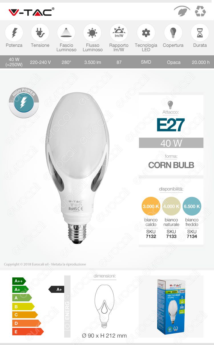 Lampadina LED cornbulb v-tac