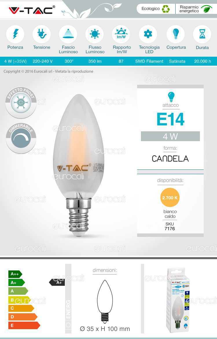 Lampadina LED filamento V-Tac e14