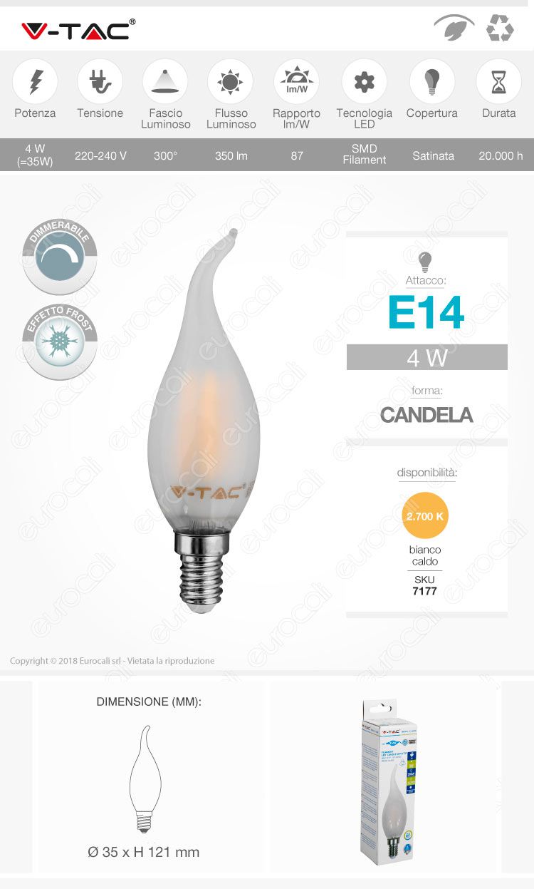 Lampadina LED filamento V-Tac e14