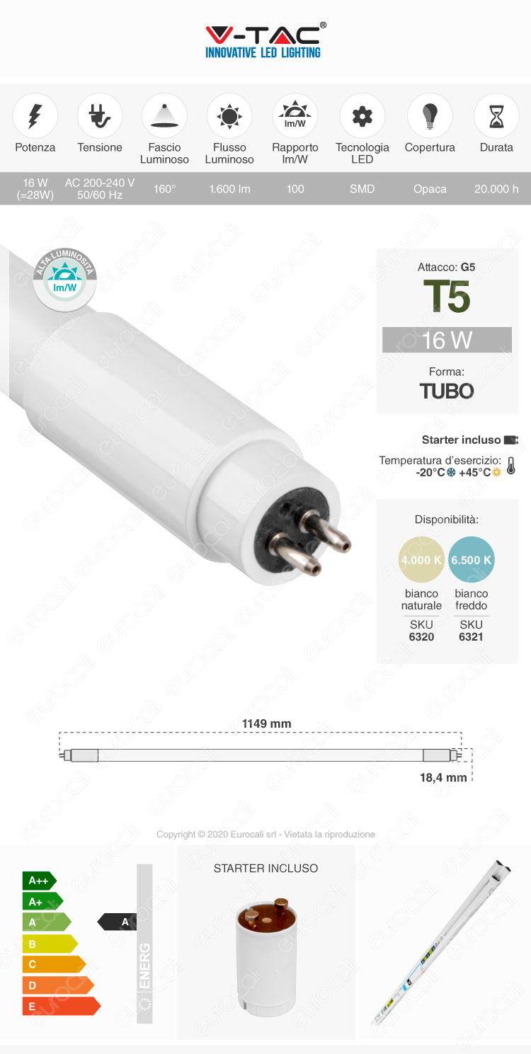 Tubo led t5 g5 v-tac