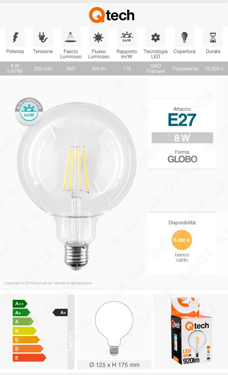 Qtech Lampadina LED E27