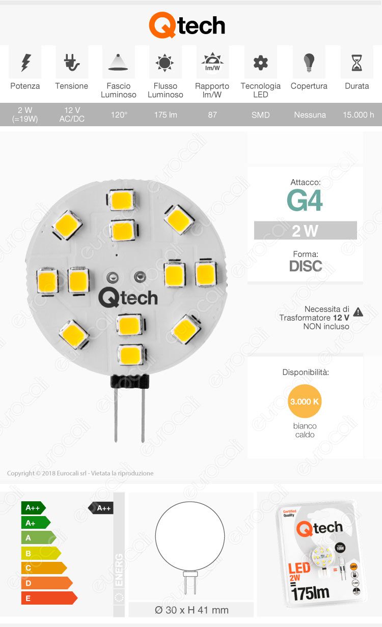 Qtech Lampadina LED G4