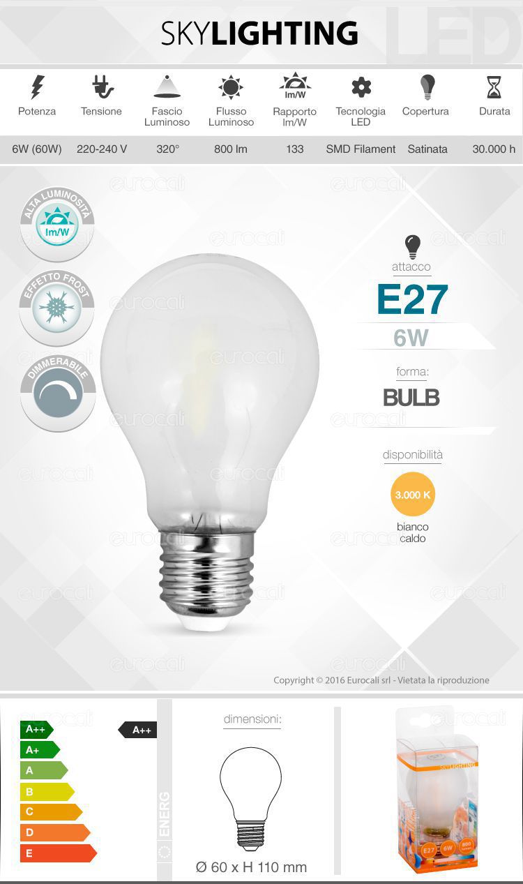 Lampadina LED filamento SkyLighting E27